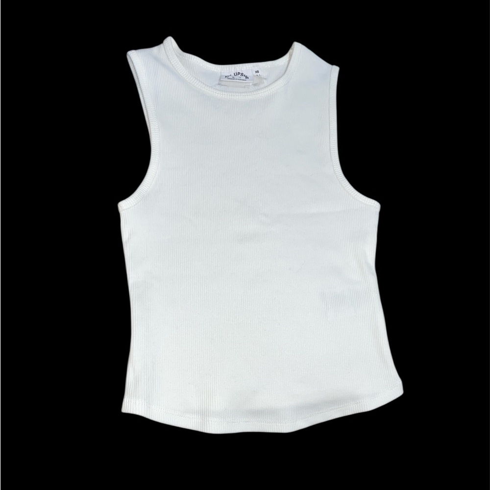 THE UPSIDE ribbed sport tank in white XS